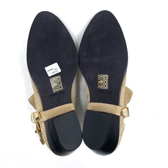 Anine Bing Bianca Bootie Beige Suede Gold Studded Harness Sz 36 / 6 US - Picture 8 of 11